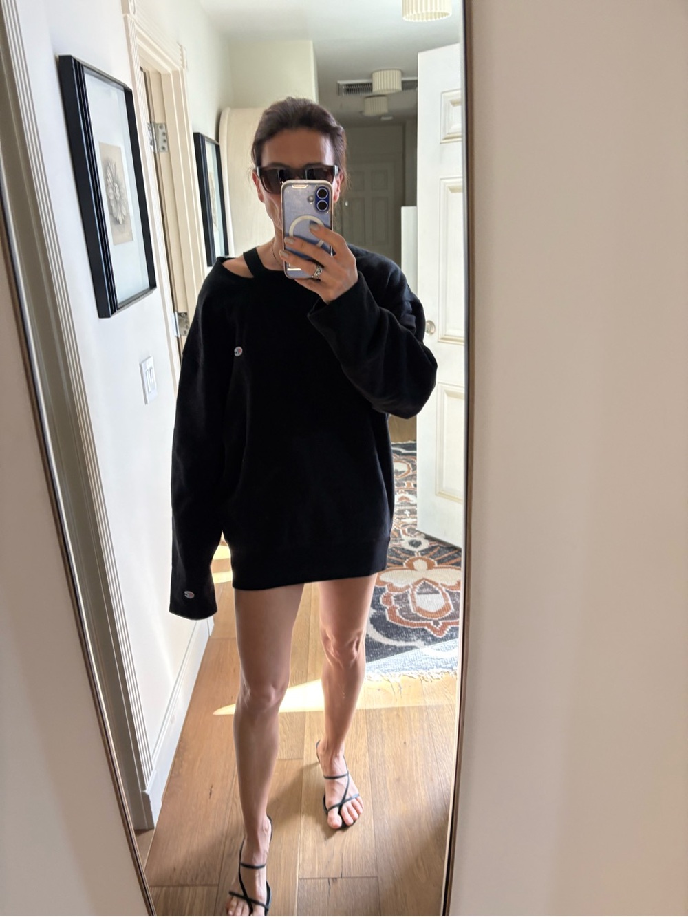 Vetements x Champion SS17  Demna Gvasalia Cutout Shoulder Sweatshirt Black